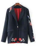 Gorgeous Button Up Floral Embroidered Blazer