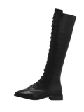 Trendy Faux Leather Lace Up Knee High Boots