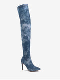 Pretty Pointed Toe Denim Stiletto Thigh High Boots