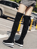 Fashion Wedge Heel Tie Back Over The Knee Boots