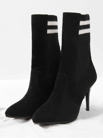 Cute Ankle Striped Stiletto Boots