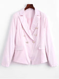 Trendy Faux Pockets Button Embellished Blazer