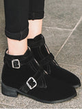 Trendy Stitching Buckle Strap Ankle Boots