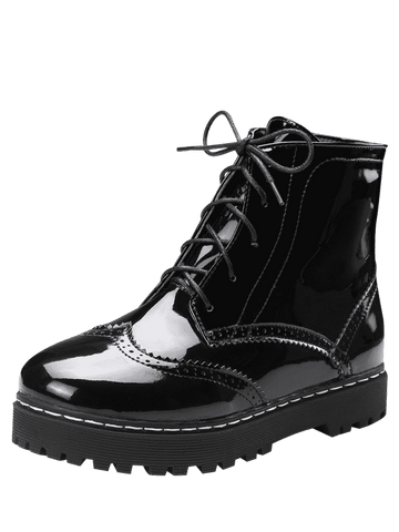 Fashion Lace Up Wingtip Ankle Boots