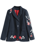 Trendy Flower Embroidered Blazer