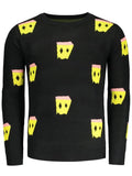 Trendy Crew Neck Patterned Sweater