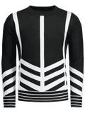 Fashion Crew Neck Geometric Patterned Sweater