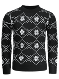 Trendy Mock Neck Snowflake Patterned Sweater
