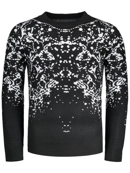Trendy Patterned Crew Neck Sweater