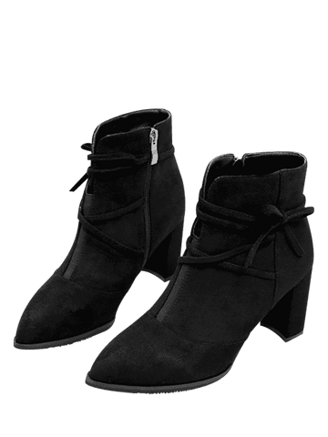 Stunning Pointed Toe Criss Cross Ankle Boots