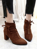 Stunning Pointed Toe Criss Cross Ankle Boots