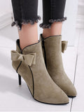Trendy Stiletto Heel Bow Ankle Boots