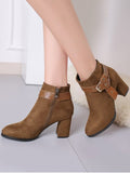 Trendy Buckle Strap Side Zipper Ankle Boots 