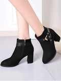 Trendy Buckle Strap Side Zipper Ankle Boots 