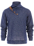 Trendy Button Accent High Collar Pullover Hoodie