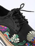 Stunning Lace Up Flower Wedge Shoes