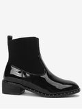 Fashion Low Heel Rivets Splicing Ankle Boots