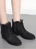 Trendy Low Heel Whipstitch Ankle Boots