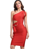 Trendy One Shoulder Cut Out Fitted Dress