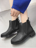 Fashion Stacked Heel Faux Leather Ankle Boots