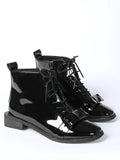 Trendy Patent Leather Bow Ankle Boots