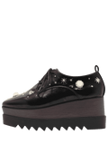 Trendy PU Leather Faux Pearl Embellished Wedge Shoes