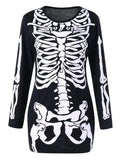 Amazing  Skeleton Long Sleeve Color Block Dress