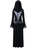 Stunning Panel Lace Up Hooded Dress