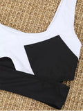 Trendy Two Tone Cut Out Thong Bikini Set