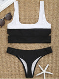 Trendy Two Tone Cut Out Thong Bikini Set