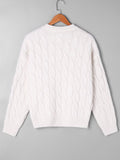 Pretty Cable Knit Pattern Drop Shoulder Sweater