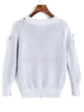 Chic V Neck Raglan Sleeve Lace Up Sweater