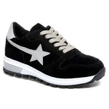 Simple  Block Star Patched Suede Sneakers