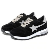 Simple  Block Star Patched Suede Sneakers