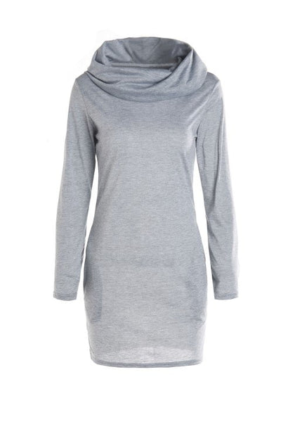 Graceful  Hooded Long Sleeve Bodycon Solid Color Women's Dress