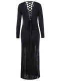 Romance Long Sleeve High Slit Dress