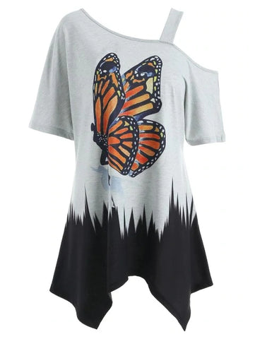 Neck Butterfly Tunic T-shirt