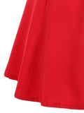 Latest Neck Long Sleeve Swing Flare Dress