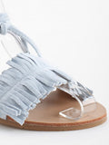 Graceful Fringes Flat Heel Lace Up Sandals