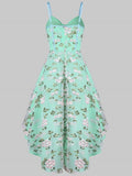 Elegance Strap Embroidery High Low Midi Dress