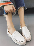 Marvelous Leather Round Toe Loafers Sneakers