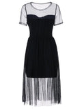 Impressive Waist Mesh Overlay Dress