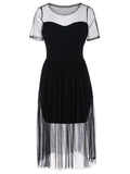 Impressive Waist Mesh Overlay Dress