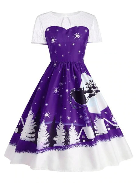 Latest Claus Deer Christmas Vintage Dress