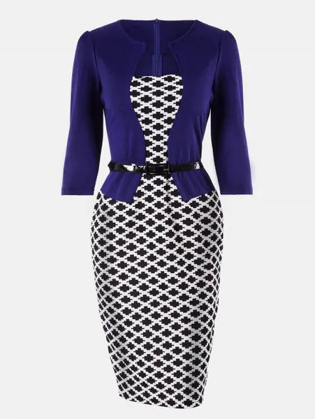 Delicate Stitching Seven Sleeves Business Slim Pencil Dress