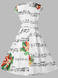 Fashionable Bell and Music Note Print Dress