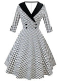 Unique Shawl Collar Dotted Pin Up Dress