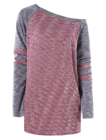 Modern Color Skew Neck Long Knitwear