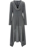 Fashion Low Hooded Dress with Long Sleeves