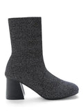 Silver Glitter Stretchy Sock Mid Calf Boots 